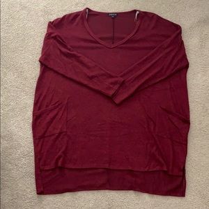 oversized red sweater with cropped sleeves